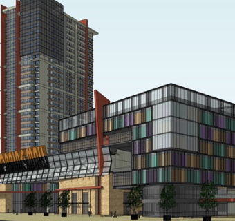 现代沿街商业建筑su模型