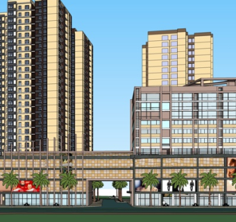 现代商住综合楼su模型