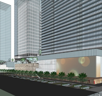 现代沿街商业建筑su模型