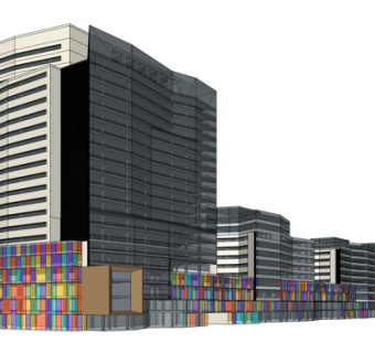 现代沿街商业建筑su模型