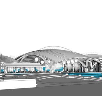 现代雨棚su模型