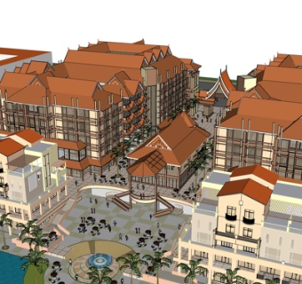 欧式商业街su模型