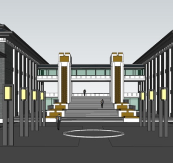 新中式商业建筑su模型