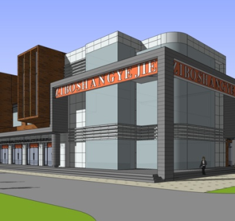 现代沿街商业建筑su模型