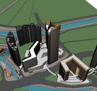 现代办公楼规划su模型