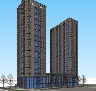 现代高层办公楼su模型