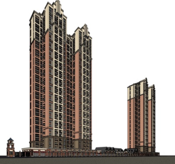 欧式商住综合楼su模型