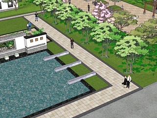 新中式公园景观su模型