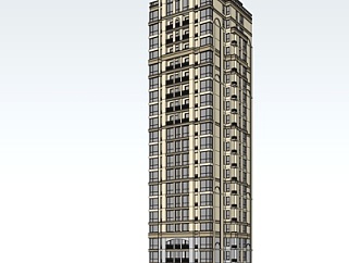 <em>欧式高层</em>公寓楼su模型