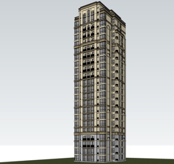 欧式高层公寓楼su模型