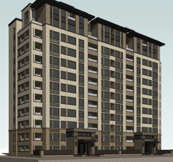 现代高层公寓楼su模型