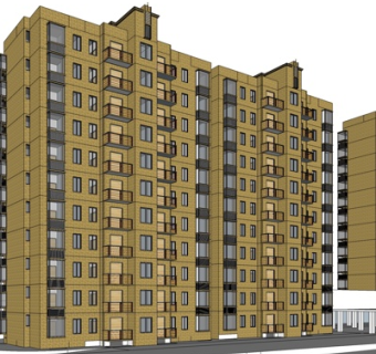 现代高层公寓楼su模型