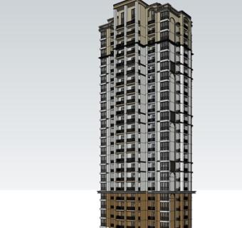 现代高层公寓楼su模型