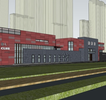 现代商业街su模型