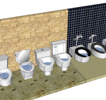 现代马桶组合su模型