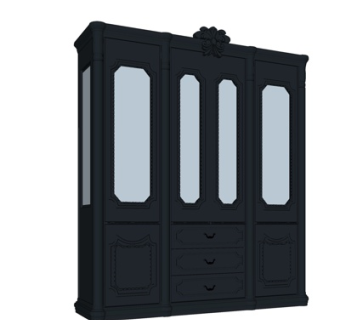 新中式衣柜su模型