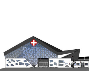 新中式医院su模型