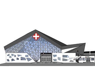 新中式医院su模型