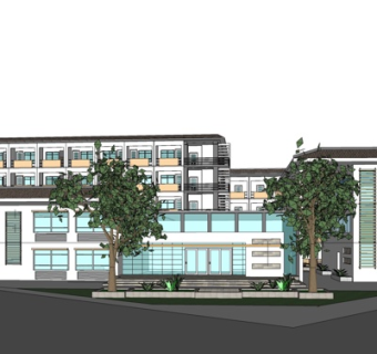 现代公寓楼su模型