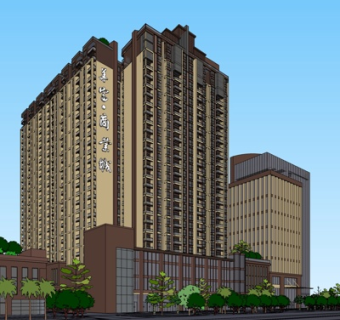 新古典商业街su模型