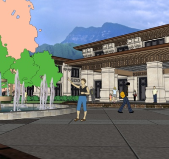 新中式商业会所su模型