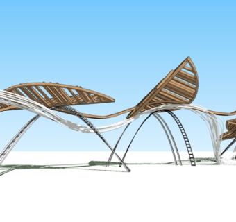 现代廊架su模型