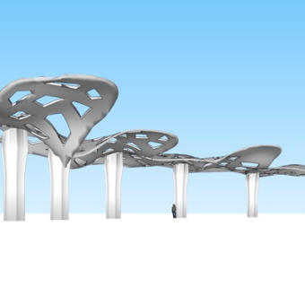 现代廊架su模型