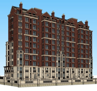 欧式高层公寓楼su模型