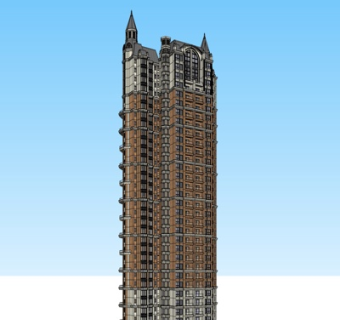 欧式高层公寓楼su模型