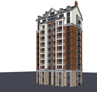 现代高层公寓楼su模型