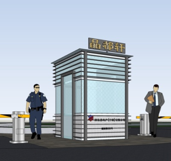 现代小区入户门su模型