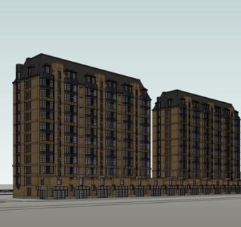 欧式高层公寓楼su模型