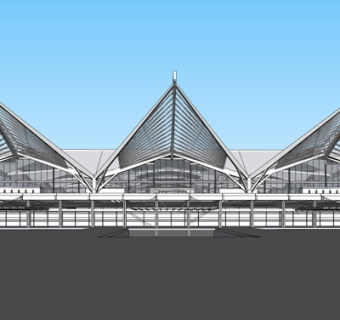 现代客运站su模型