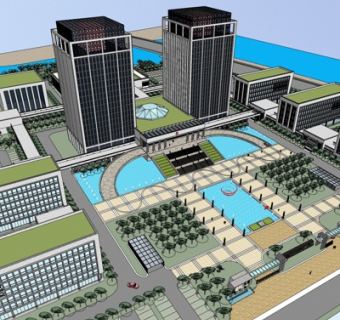 现代行政办公楼su模型