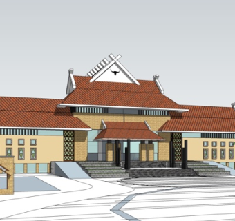 新中式商业会所su模型