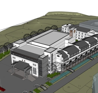 新中式行政办公楼su模型