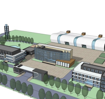 现代办公楼规划su模型