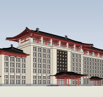 新中式酒店su模型