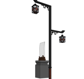 新中式路灯su模型