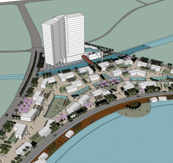 现代商业街su模型