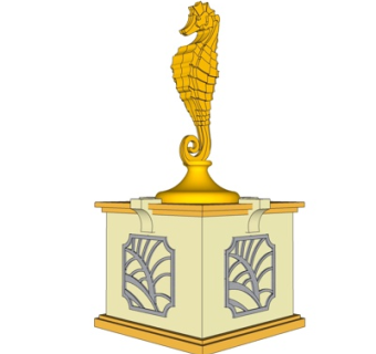 现代海马雕塑小品su模型