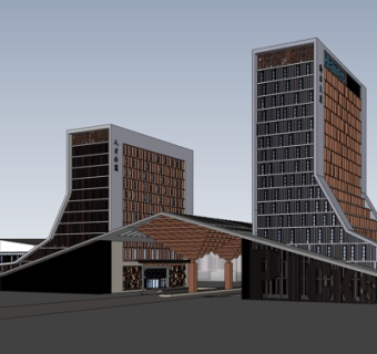 现代高层公寓楼su模型