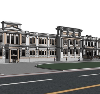 新中式沿街商业建筑su模型