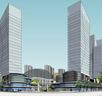 现代商业街su模型