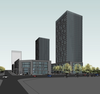 现代商业街su模型