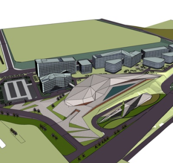 现代商业街su模型