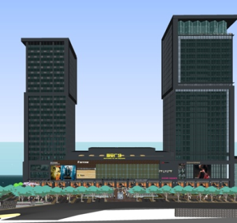 现代沿街商业建筑su模型