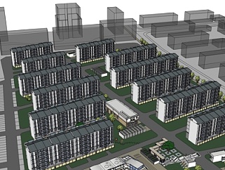 <em>现代公寓楼规划</em>su模型