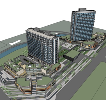 现代办公楼su模型