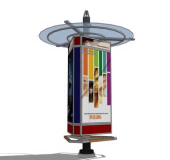 现代广告牌公用椅su模型